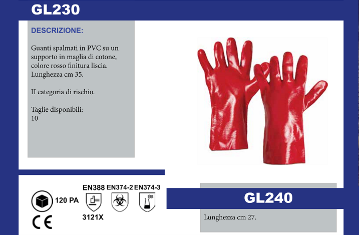 Articolo vanoli guanti cotone spalmato pvc rosso 35 cm